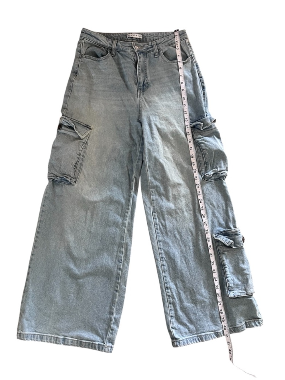 And Now This Light Blue Wide Leg Cargo Jeans